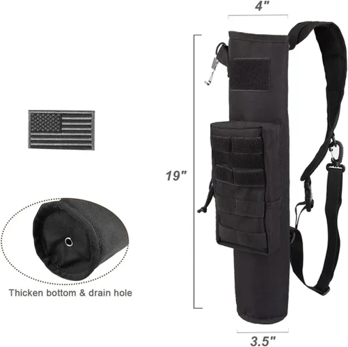 Vista 5 de Carcaj de arco ligero para la espalda con doble uso plegable compacto, bolsa de flechas para la cadera con sistema Molle colgado para tiro al blanco