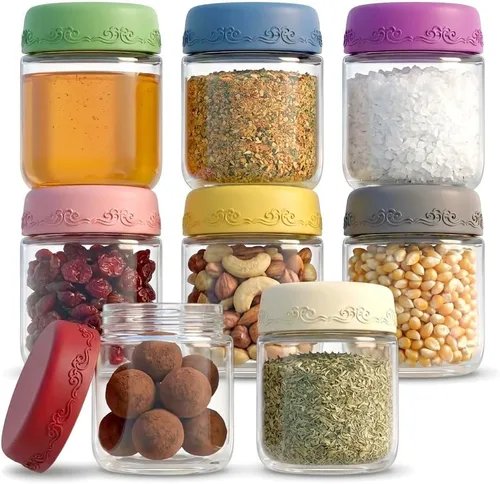 Vista 13 de Paquete de 4 de 10 OZ, Frascos para Avena Nocturna con Tapas, Recipientes de Vidrio para Preparación de Comidas, Frascos Mason Herméticos