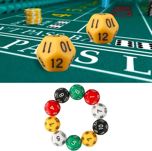 Vista 2 de Juego de 10 dados poliédricos de escultura D12 de acrílico de 12 caras para fiesta de club, familia, juego de mesa