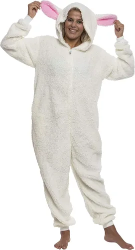 Vista 2 de FUNZIEZ! - Mameluco para adultos, disfraz de animal de Halloween, traje de cosplay de felpa de una pieza, para mujeres y hombres