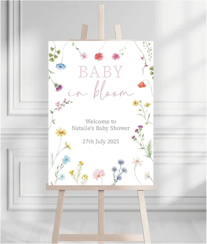 Vista 6 de Letrero de bienvenida para baby shower, personalizable, con texto en inglés «We Can Bearly Wait» Neutral Cute Teddy Bear Theme, varios tamaños