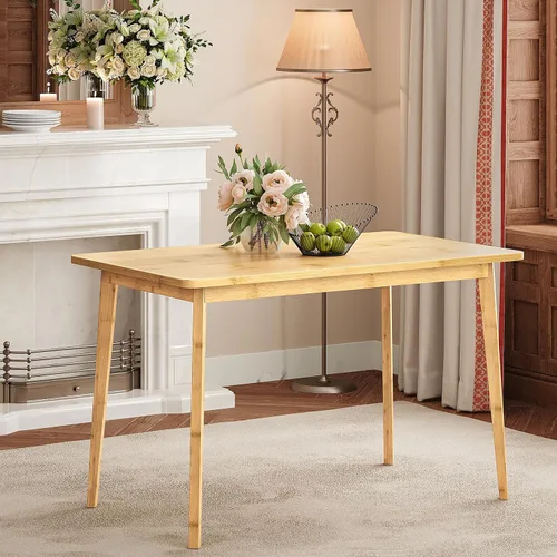 Vista 12 de Mesa de Comedor de Bambú HOOBRO, Mesa de Comedor Cuadrada para 2, Mesa de Cocina de 27.6" para Espacios Pequeños, Mesa de Escribir, Fácil de Montar