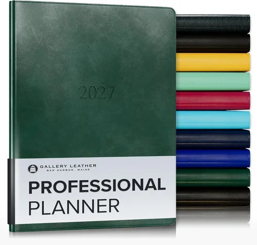 Vista 18 de Gallery Leather Professional Weekly Monthly Planner 2027, Elegantly Bound Calendar Planner and Notebook with Stylish Gold-Gilded Page Edges, 12