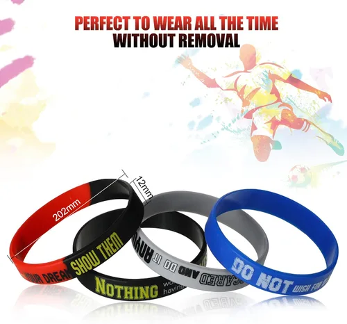 Vista 3 de Kathfly 48 pulseras motivacionales de goma inspiradoras, de silicona, elásticas, unisex, regalos de fiesta, regalos para el regreso a la escuela