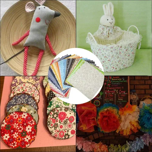Vista 7 de Paquete de 50 piezas de tela de algodón artesanal de 10 x 10 pulgadas, juego de tela de acolchado y patchwork