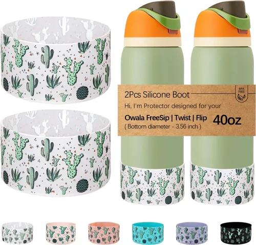 Vista 67 de WK IEASON 2 fundas de silicona para botella de agua Owala, base protectora para botella de agua Owala FreeSip Twist y Flip Flask accesorios para 3D