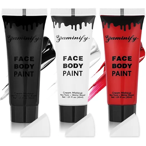 Vista 27 de Kit de pintura corporal a base de agua para Halloween, 1.01 onzas/pieza, pintura corporal a base de agua con esponja para disfraz de payaso