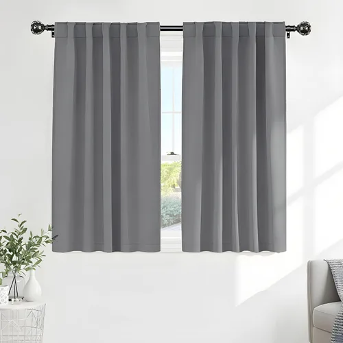 Vista 12 de PONY DANCE Cortinas cortas con aislamiento térmico para ventana pequeña, para guardería, baño, cocina, lavandería, caravana, sótano, 29 pulgadas