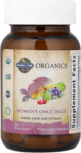 Vista 3 de Suplemento multivitamínico orgánico Garden of Life, para mujer, tabletas múltiples, una vez al día, hhh-kyyy-tra-rat8289, 30, 1, 1
