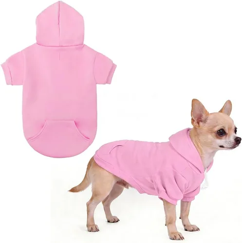 Vista 31 de KOOLTAIL Sudadera básica con capucha para perro, suave y cálida, con agujero para correa y con bolsillo, abrigo de invierno para perros, ropa