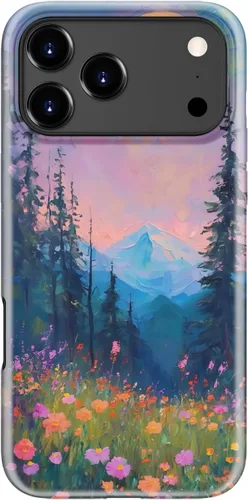 Vista 101 de Funda para iPhone 12 Mini, compatible con carga inalámbrica, protección de doble capa con elegante diseño de flores silvestres, silicona suave +