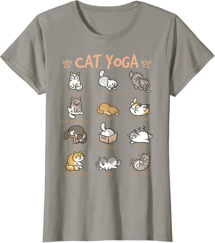 Vista 86 de Cat Yoga Poses Cats Practicing Mindfulness Meditación Kitten - Camiseta, Negro, S