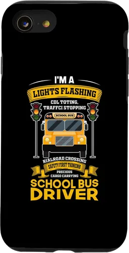 Vista 13 de iPhone 15 Funny Lights Flashing Safety First School Bus Driver Case