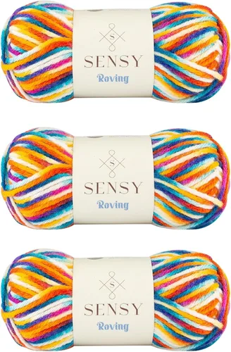 Vista 89 de Sensy Roving - Ovillo de lana multicolor, 3.5 onzas, 132 yardas, calibre 5, voluminoso (otoño)