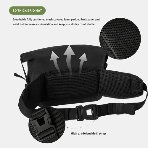 Vista 6 de Riñonera impermeable enrollable, cangurera de pesca con correa ajustable, bolsa de aparejos ligera multifuncional para deportes al aire libre