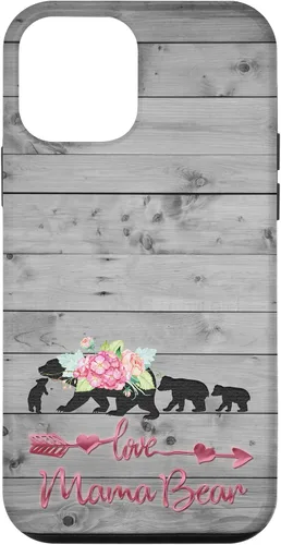 Vista 16 de Pink Floral Black Mama Bear three cubs Vintage Gray Rustic Case for iPhone 16