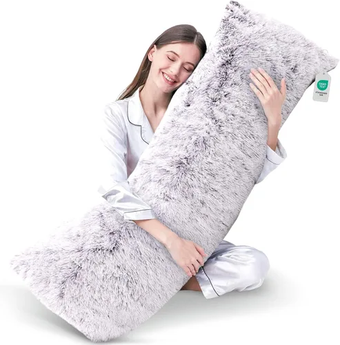 Vista 12 de Cheer Collection Almohada larga para el cuerpo, almohada larga suave y mullida para sofá y cama, almohada de felpa para dormir de lado, almohada