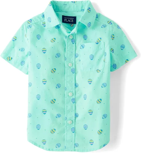 Vista 13 de The Children's Place Baby Boys' and Toddler Poplin Short Sleeve Button Down Shirt (Applemint)