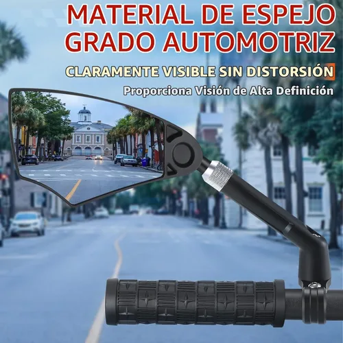 Vista 2 de WEST BIKING Espejo de bicicleta antideslumbrante para manillar - Espejo retrovisor de bicicleta con lente retráctil y ajustable de 360 °, espejo
