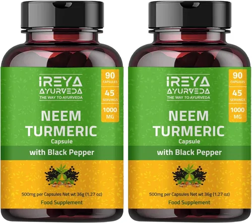Vista 9 de Cápsulas de neem y cúrcuma 90 cápsulas hechas de pimienta negra, neem, cúrcuma