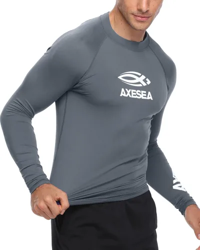 Vista 3 de AXESEA - Camiseta de natación para hombre de manga larga con protección solar UPF 50+