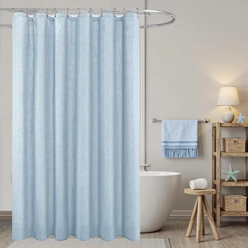 Vista 35 de KOUFALL Cortina de regadera para cubículo de 36 x 72 pulgadas, cortina de regadera pequeña de tela de lino de medio tamaño para autocaravana, verde
