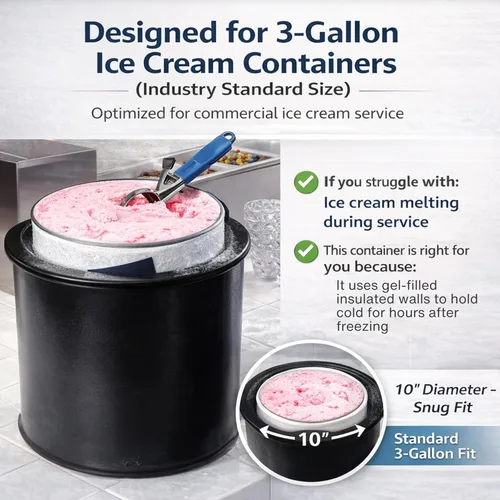 Vista 5 de Carlisle FoodService Products - Servidor de helado Coldmaster con recipiente aislado con tapa para cocinas y restaurantes, plástico, tres galones
