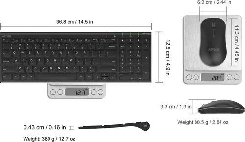 Vista 6 de Arteck Combo de teclado y mouse inalámbricos 2.4G HW193MW162 Inoxidable Ultra Slim de tamaño completo y mouse ergonómico para computadora