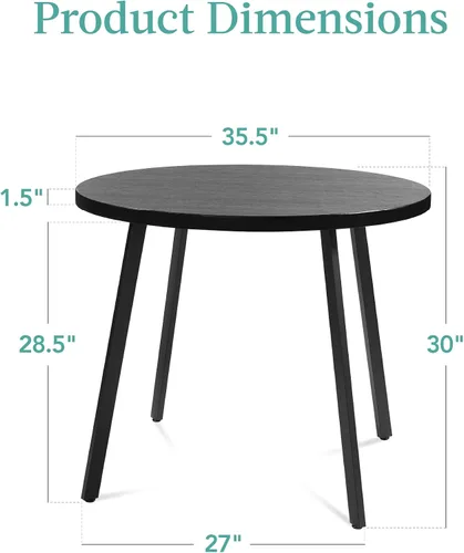 Vista 3 de Best Choice Products Mesa de comedor redonda de mediados de siglo moderna de 35.5 pulgadas, comedor que ahorra espacio para el hogar, cocina, Negro