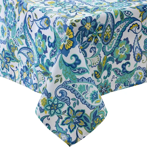 Vista 8 de Newbridge Juego de 8 servilletas de tela, diseño de cachemira azul mediterráneo, resistentes al agua y a las manchas para interiores y exteriores