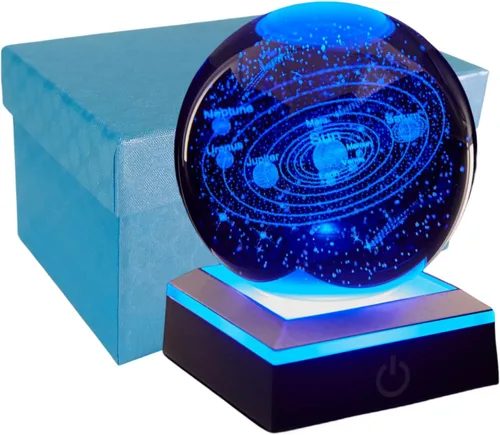 Vista 19 de Lámpara de noche de bola de cristal 3D con base LED - Lámpara de bola de cristal en forma de pez para cumpleaños, festividades, regalos de Navidad