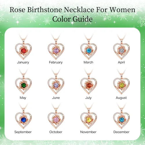 Vista 6 de DFUNH Collar de rosa para mujer, plata de ley 925, collar con dije de corazón de flor de oro rosa para novia, mamá, aniversario, cumpleaños