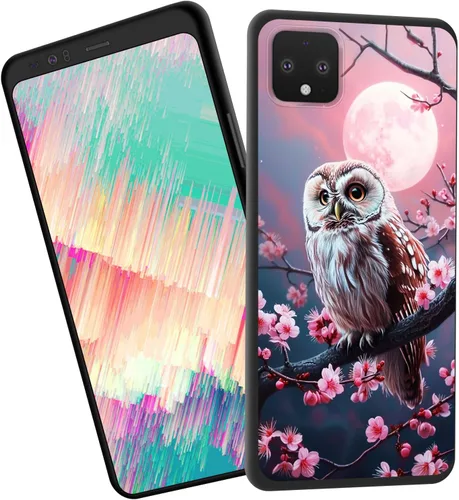 Vista 114 de Funda delgada para Google Pixel 4 XL, funda delgada de silicona de TPU suave a prueba de golpes para Google Pixel 4 XL, gato negro luna estrellada