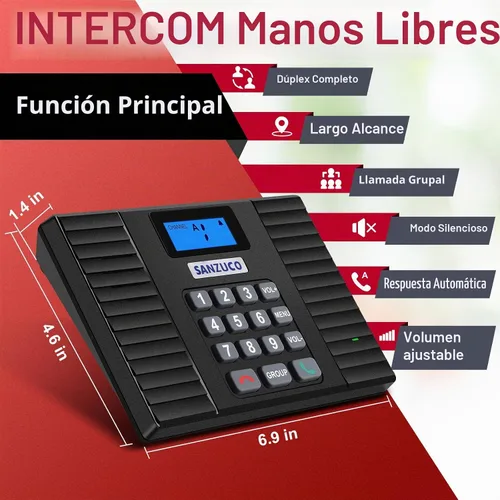 Vista 2 de Intercomunicadores inalámbricos SANZUCO 60D para el hogar, 18 canales de 1400 pies, 3 estaciones Full Duplex Wireless Intercom for Home Office
