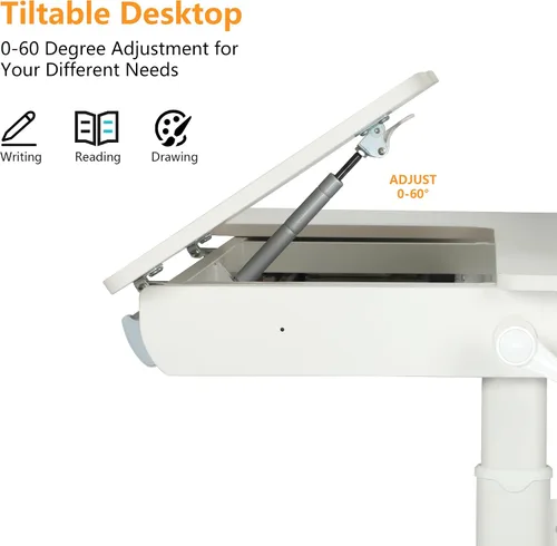 Vista 3 de FCD Escritorio y silla para niños, juego de escritorio y silla de estudio ergonómico, multifuncional, ajustable, mesa de dibujo y estación