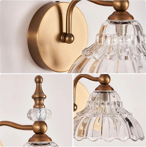 Vista 4 de HDDFL Lámpara de baño sobre espejo, accesorios de iluminación de tocador de latón mate, apliques de pared modernos para dormitorio, baño, pasillo