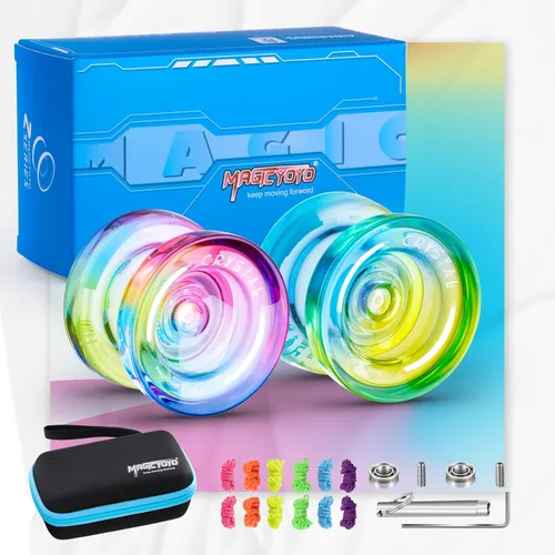 Vista 7 de MAGICYOYO Responsive Yoyo Professional K2 Crystal, Yo yo de doble propósito para niños y jugadores avanzados, yoyos degradados de plástico con 12