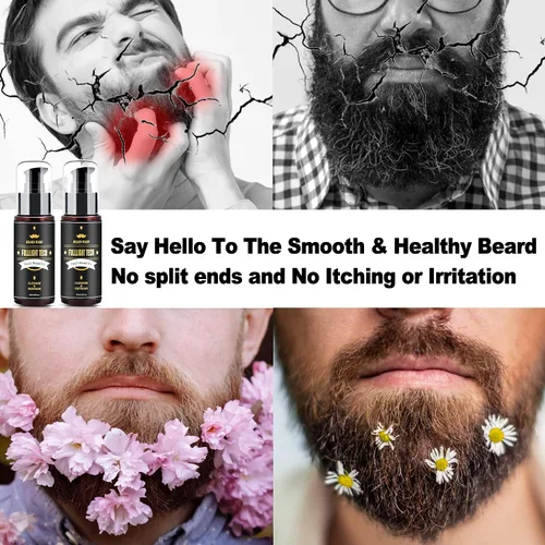 Vista 6 de FULLLIGHT TECH Kit de cuidado de barba para hombre, 2 unidades, champú de aceite de argán y aceites de jojoba, extracto de romero para un