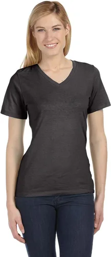 Vista 27 de Camiseta cuello en V relajada de BELLA + CANVAS Asfalto