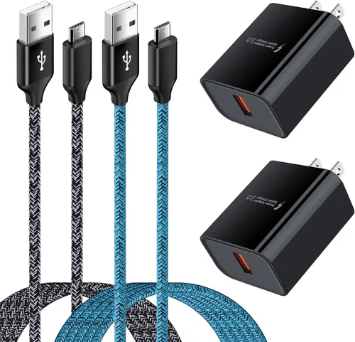 Vista 8 de Cargador rápido para teléfono Android, Quick3.0, cargador de pared rápido, cable micro USB de 6 pies compatible con Samsung Galaxy J3 J5 J7 J8 S7 S6