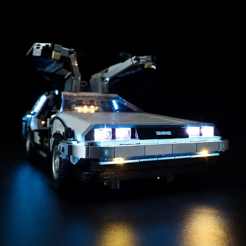 Vista 4 de Kit de luces LED para (Back to The Future Time Machine 10300) modelo de bloques de construcción, kit de iluminación de construcción compatible