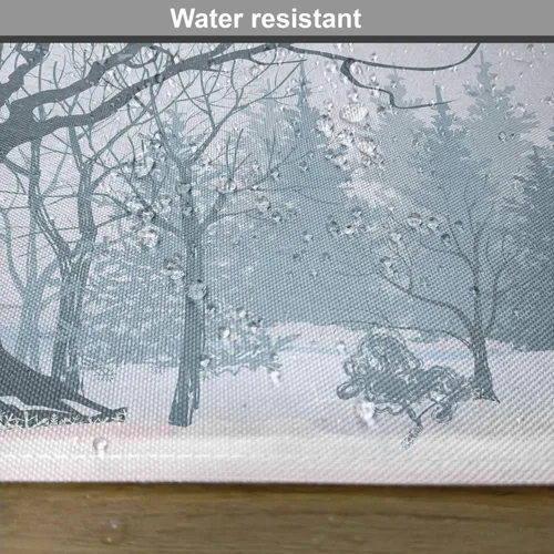 Vista 6 de Ambesonne Juego de 4 manteles individuales de invierno, diseño de árbol sin hojas en el bosque nevado y pájaros voladores, manteles individuales