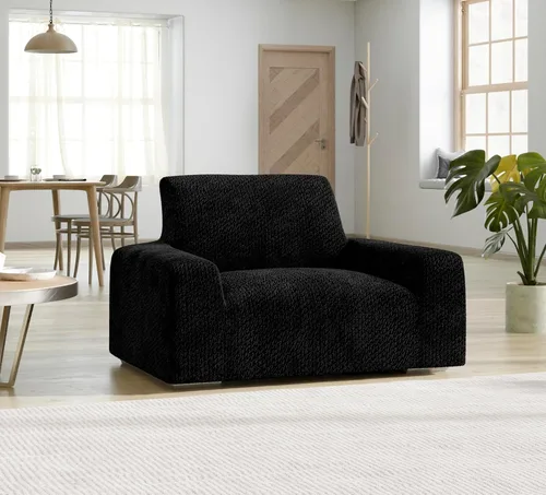 Vista 2 de PAULATO BY GA.I.CO. Funda para sofá, funda de sofá biplaza, funda elástica para sillón, funda de tela de poliéster suave, colección terciopelo Negro