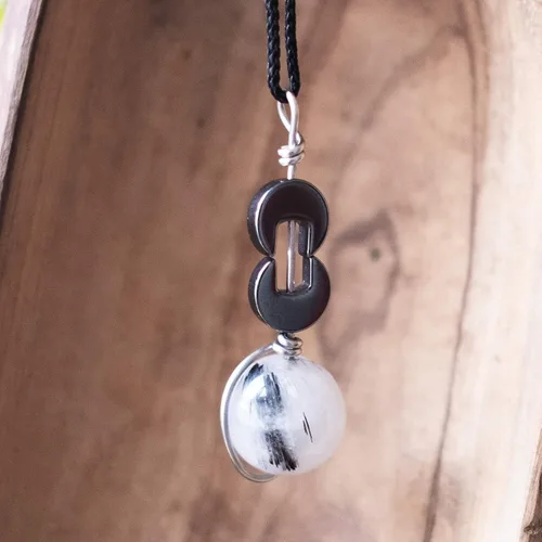 Vista 6 de Collar táctil Amuleto giratorio de cristal Fidget