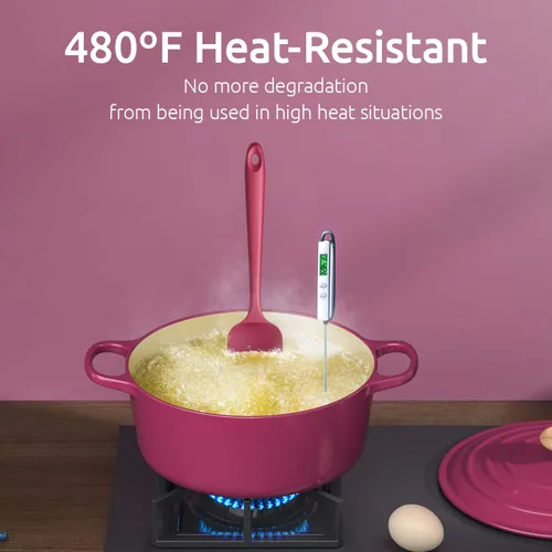 Vista 2 de U-Taste Juego de espátulas de silicona con 480 grados Fahrenheit resistente al calor (rojo)