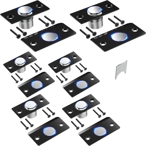 Vista 10 de Mousike Accesorios para atrapar bolas de puerta, cierre magnético oculto ajustable, placa de golpeo de acero inoxidable con fuerte succión, Negro