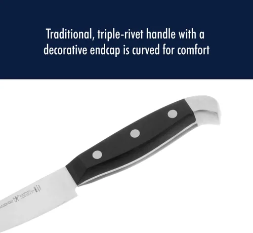 Vista 6 de HENCKELS Statement - Juego de cuchillos de afeitar afilados, cuchillo Santoku de 7 pulgadas, cuchillo de pelar, diseño alemán informado por más