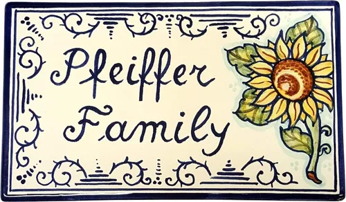 Vista 3 de CERAMICHE D'ARTE PARRINI - Azulejo de cerámica italiana de cerámica personalizada con nombre rectangular placas familiares pintadas a mano hechas