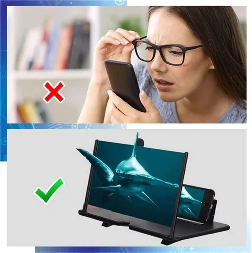 Vista 5 de Lupa de pantalla para teléfono celular Soporte de teléfonos inteligentes de 14 pulgadas, plegable, ampliadora de juegos celulares, video de Negro