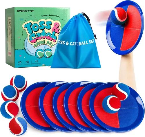 Vista 19 de Juego de Pelota de Lanzar y Atrapar y Pelota de Paleta, Juegos al Aire Libre para Juguetes de Niños, Juegos Familiares de Navidad, Juego de Playa